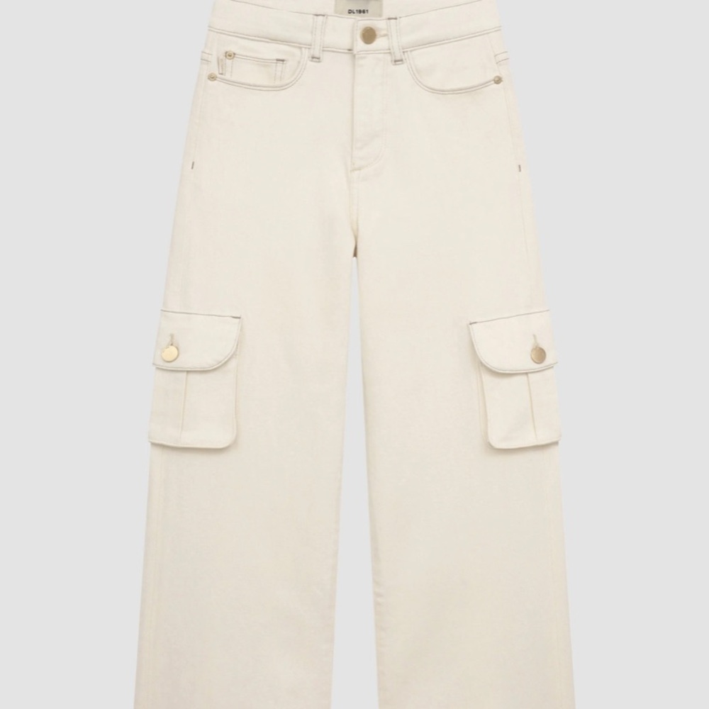 NWT DL1961 Lily Wide Leg eggshell cargo jeans